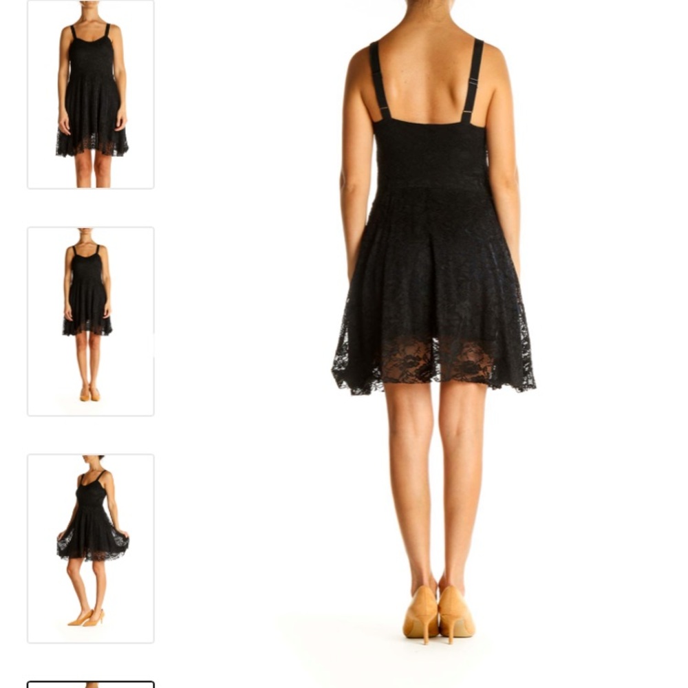Free People Black Fit’n’Flare All Over Lace Mini Dress size M - Picture 10 of 11